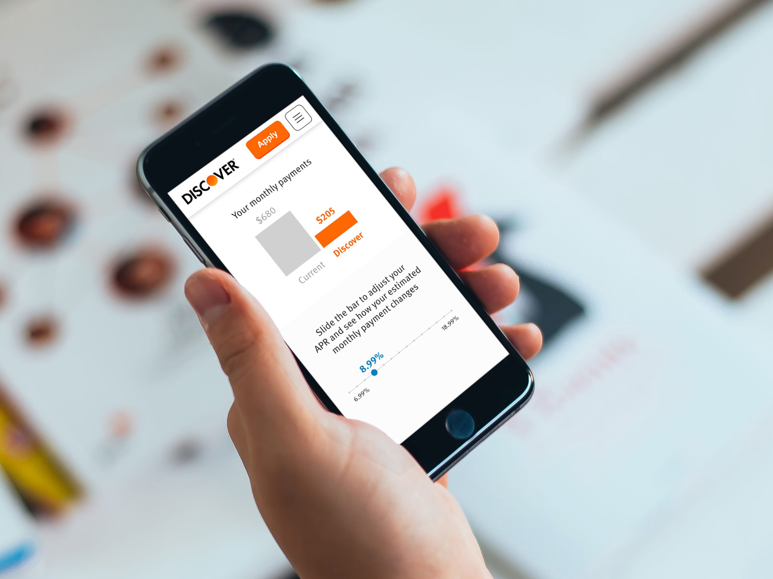 Discover Credit Card Apr Slider Tool On Phone