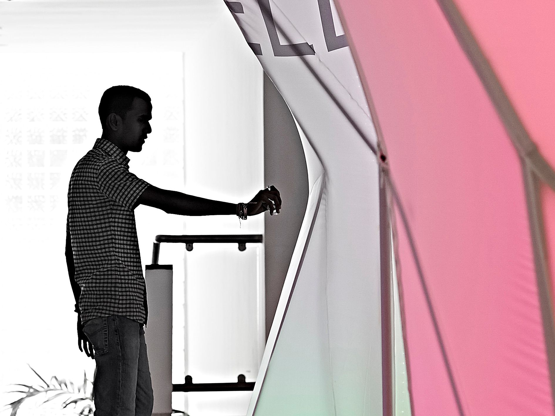 Godrej User Interacting With Glowing Immersive Wall