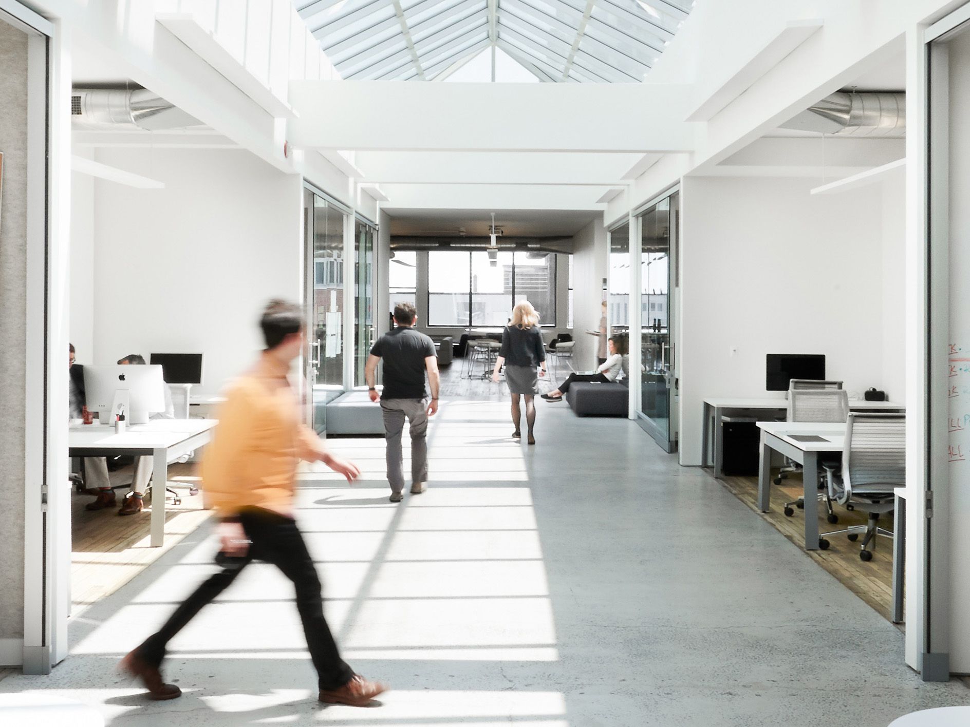Ia Workspace Bright Studio Hallway With People Walking