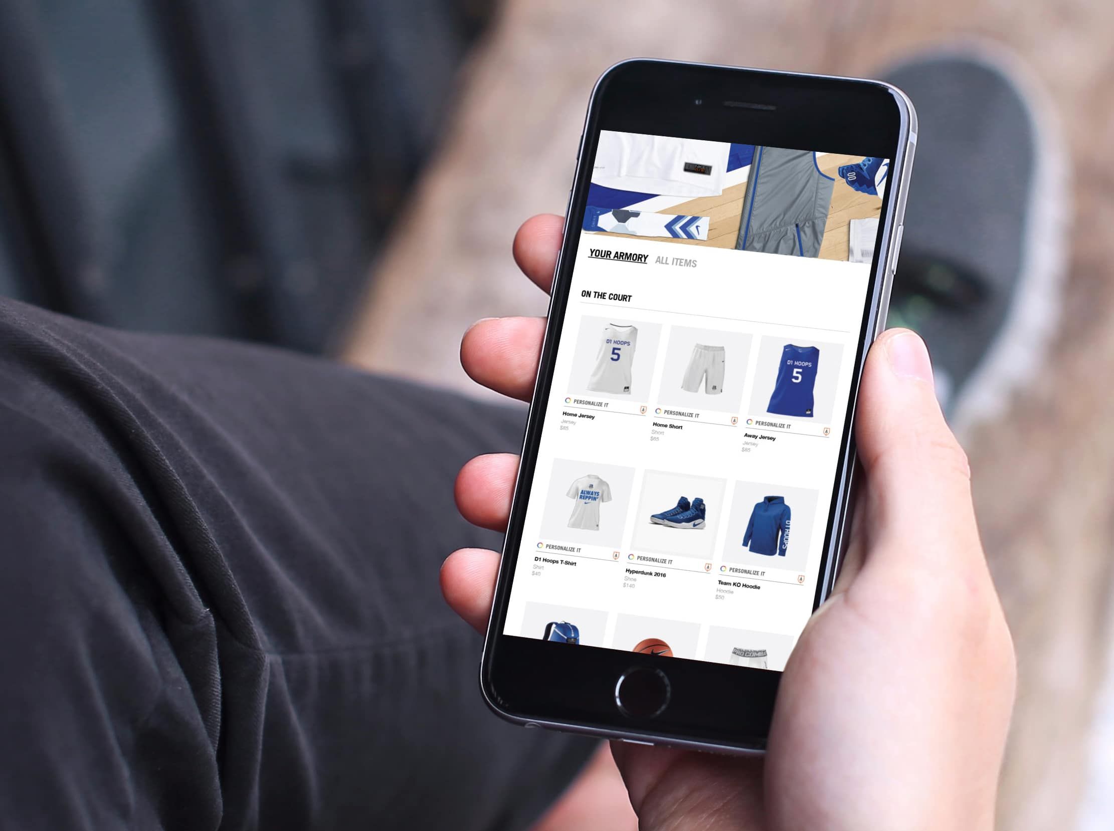 Nike Team Mobile Armory Product Grid Screen