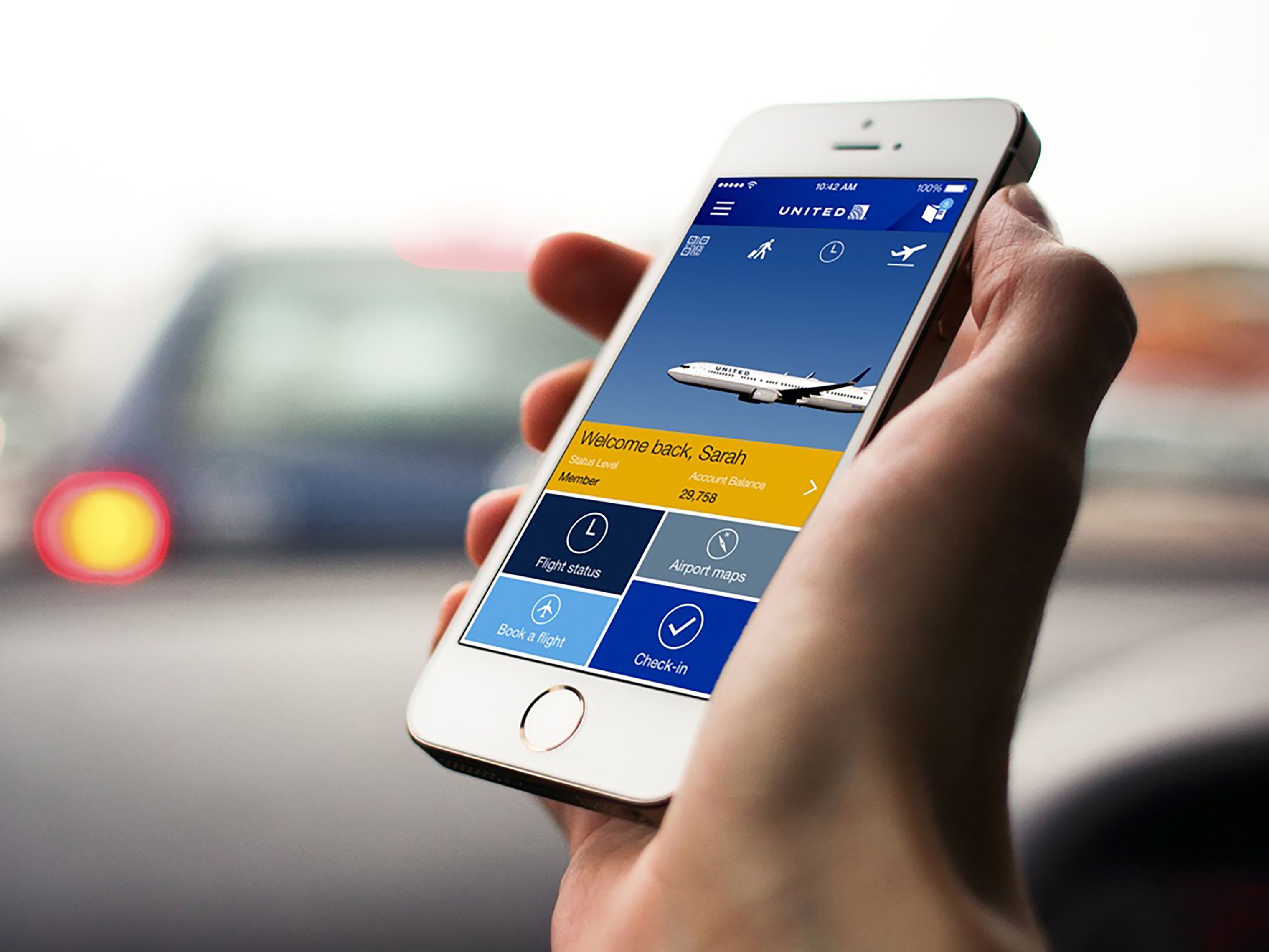 United Airlines Mobile App Home Screen Welcome Back