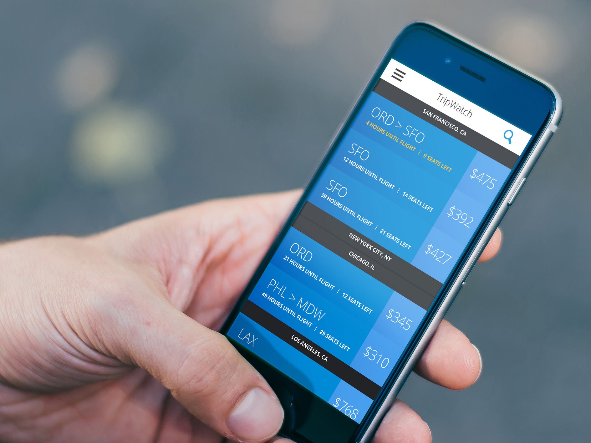 United Airlines Tripwatch Flight Deals List On Phone