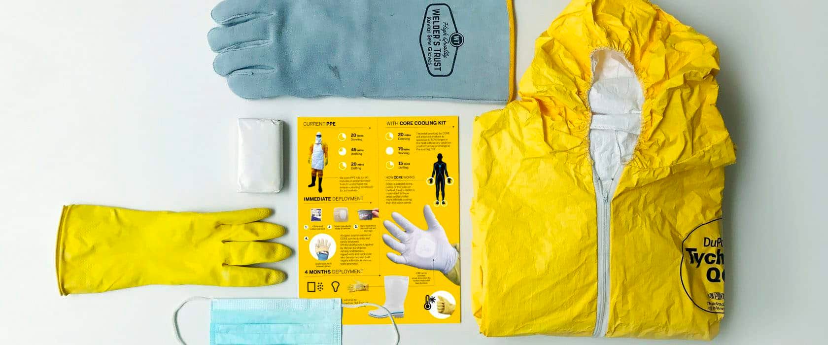 USAID PPE Cooling Kit Layout With Tyvek Suit And Gloves Ebola
